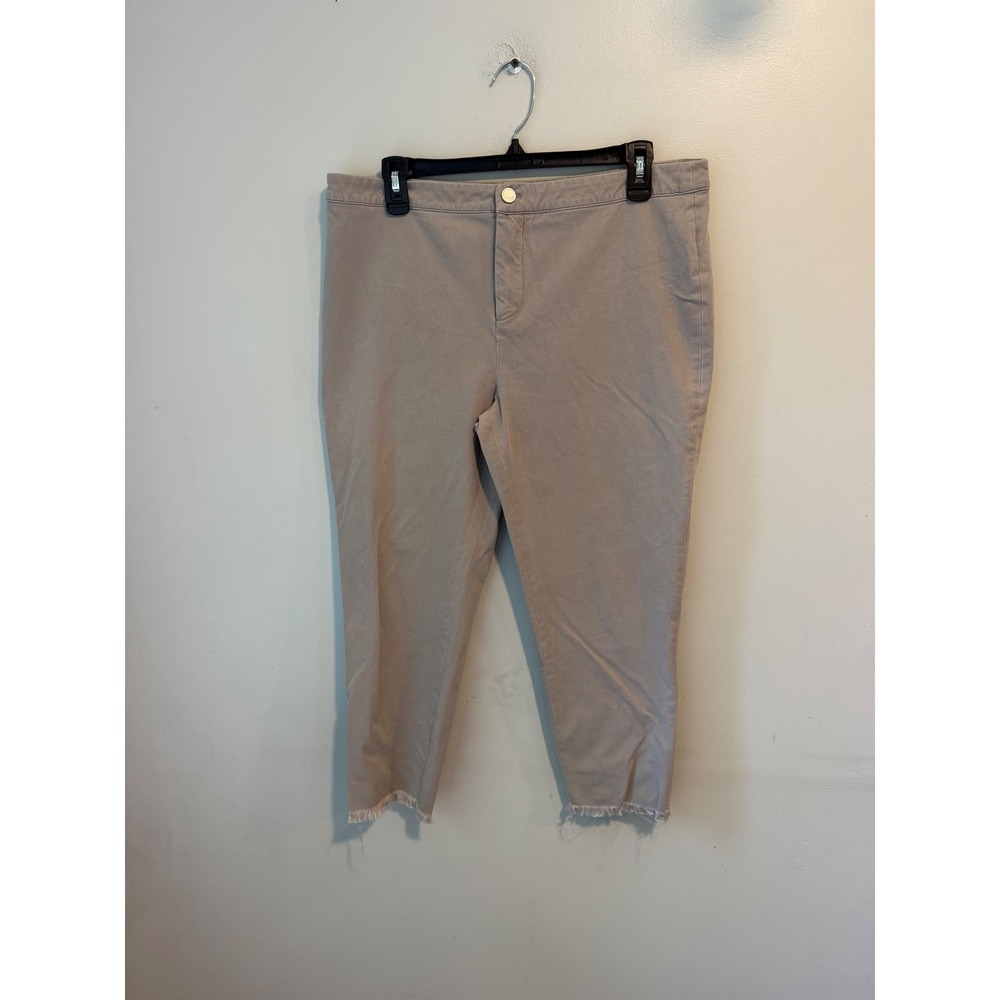Lysse Womens Tan Khaki Raw Hem Cropped Pants Stretch Size Large 2280
